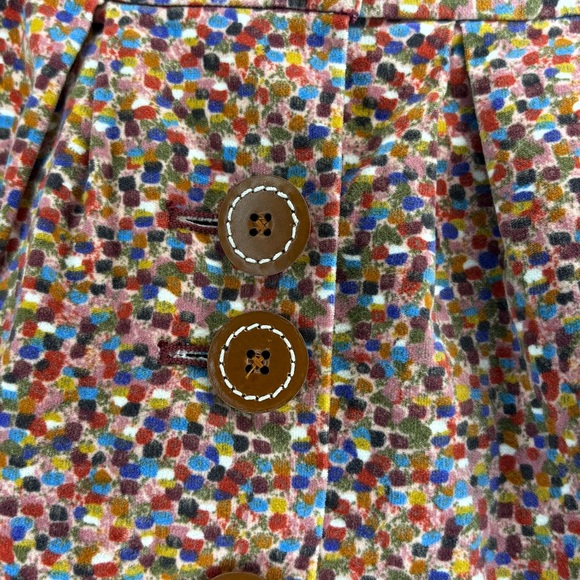 Elevenses Anthropologie Colorful Confetti Button-Front Velvet Mini Skirt Size 8 - Picture 3 of 8